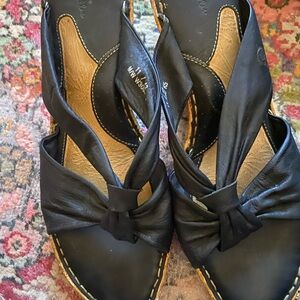 Born Black Leather Knotted Mules